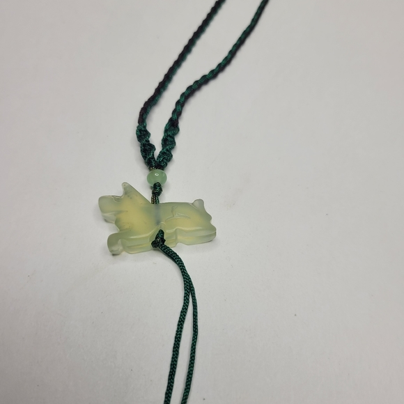 Necklace green or black thread jadeite carved stone year of the dog new - Picture 8 of 13